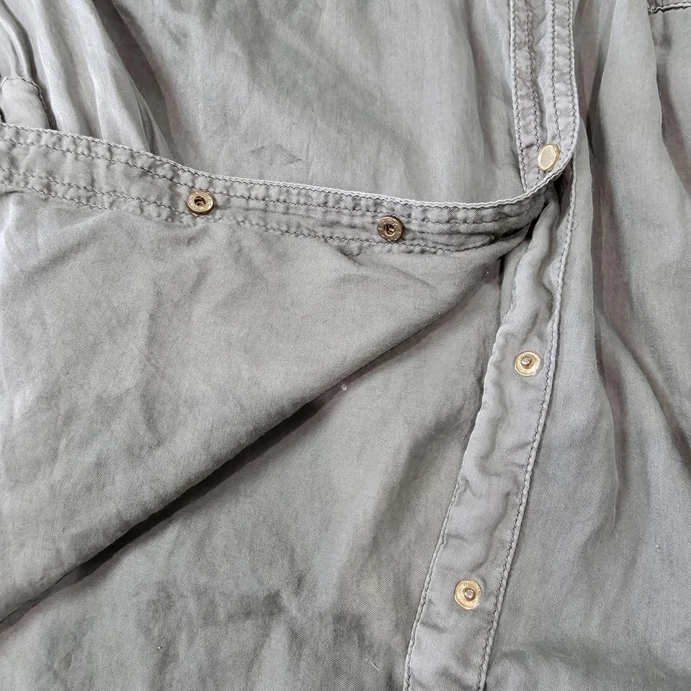 Mauve by Anthropology long-sleeve button-up utility shirt olive green sz 2 - Picture 4 of 10